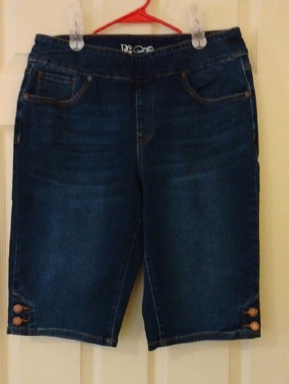 DG2 by Diane Gilman Dark Blue and Light Blue Denim Jean Bermuda Shorts